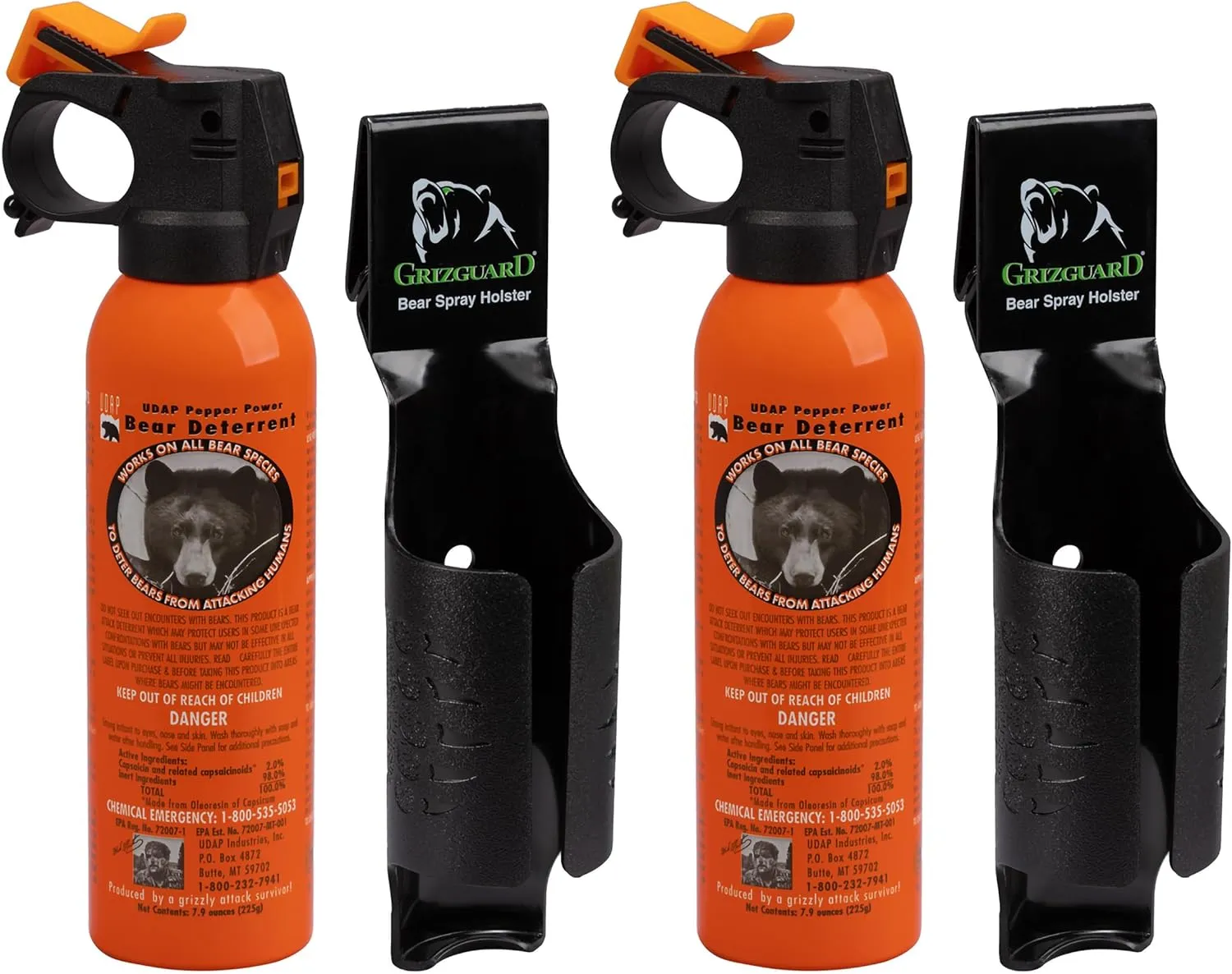 UDAP Pepper Power Magnum Bear Spray Self Defense Deterrent with Holster for Camping, Hiking, Fishing, Powerful Blast Pattern, 30 ft Fog Barrier, 12HP, 7.9 oz