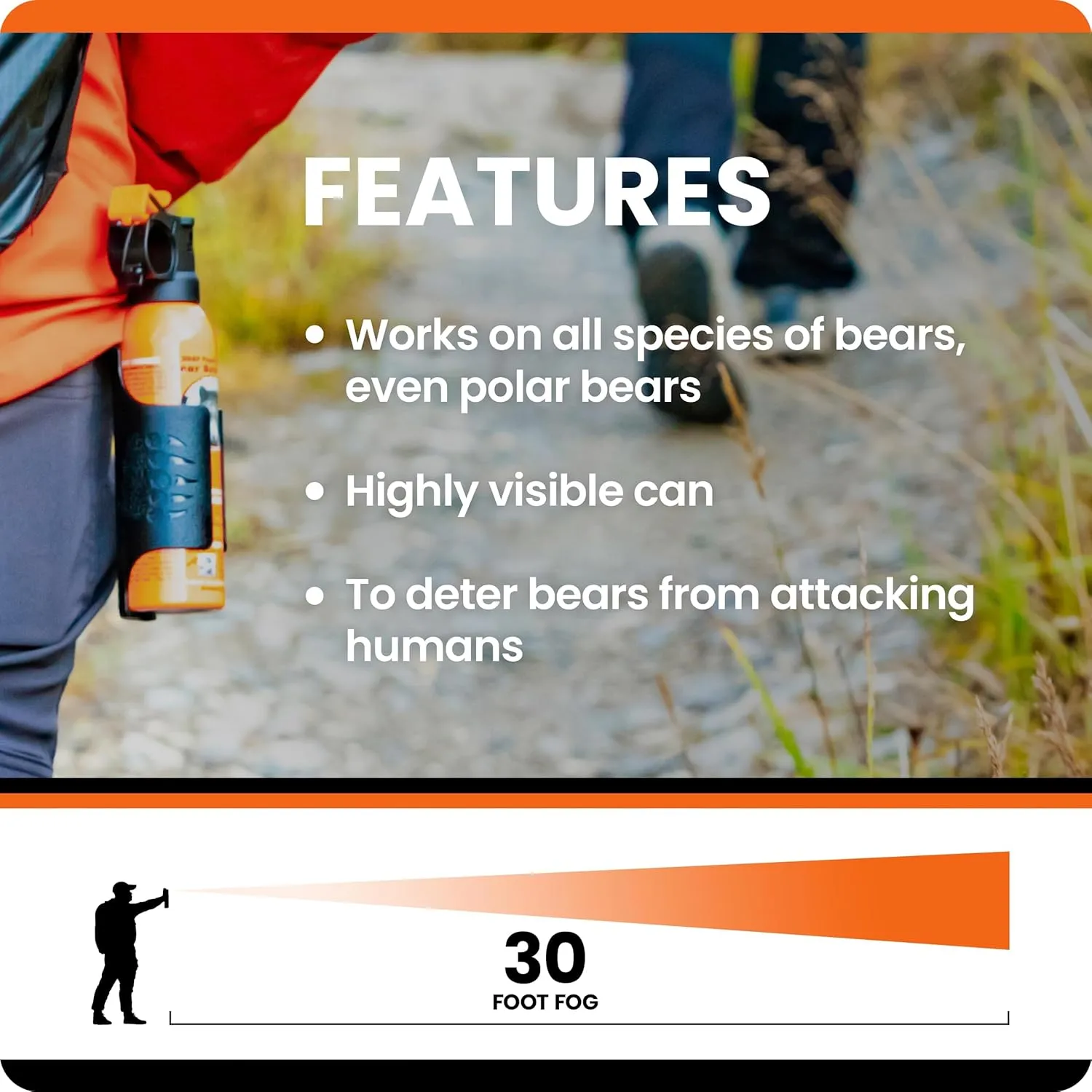 UDAP Pepper Power Magnum Bear Spray Self Defense Deterrent with Holster for Camping, Hiking, Fishing, Powerful Blast Pattern, 30 ft Fog Barrier, 12HP, 7.9 oz