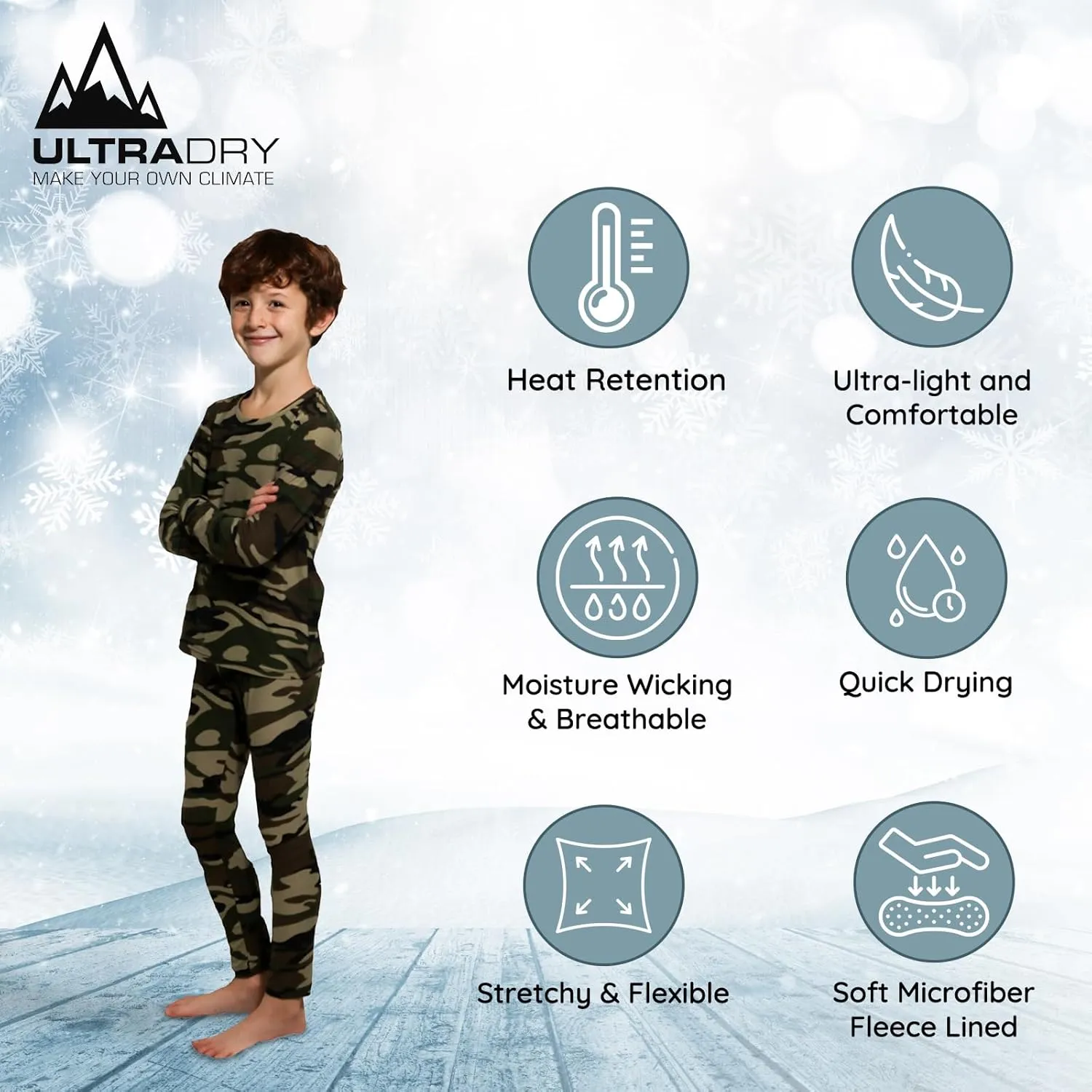 Ultra Dry Thermal Underwear For Kids Long Johns Fleece Lined Leggings And Shirt Boy And Girl Unisex Underwear Base Layer