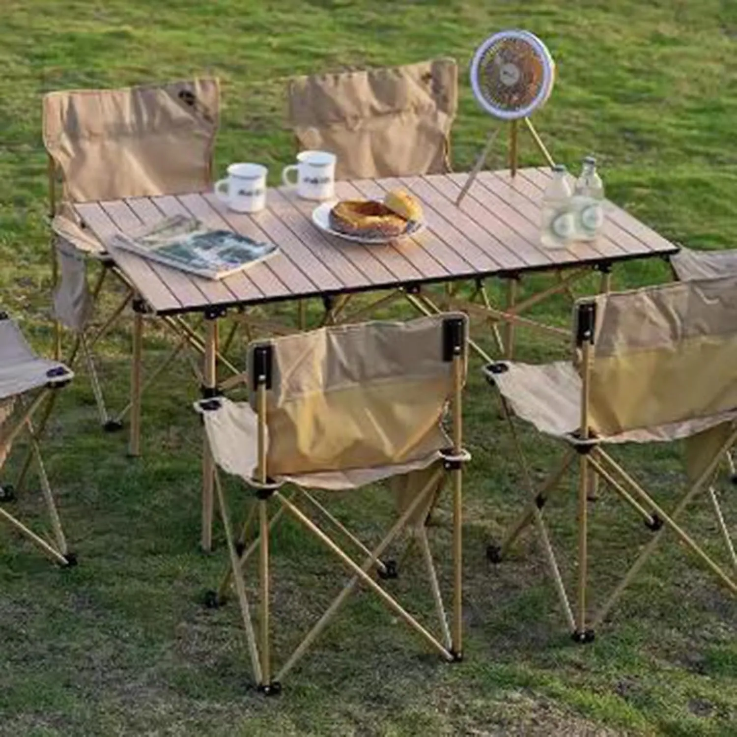Ultra-Light Camping Table Compact Folding Picnic Table Aluminum Folding Camping Table Roll Up Table Top for Indoor & Outdoor