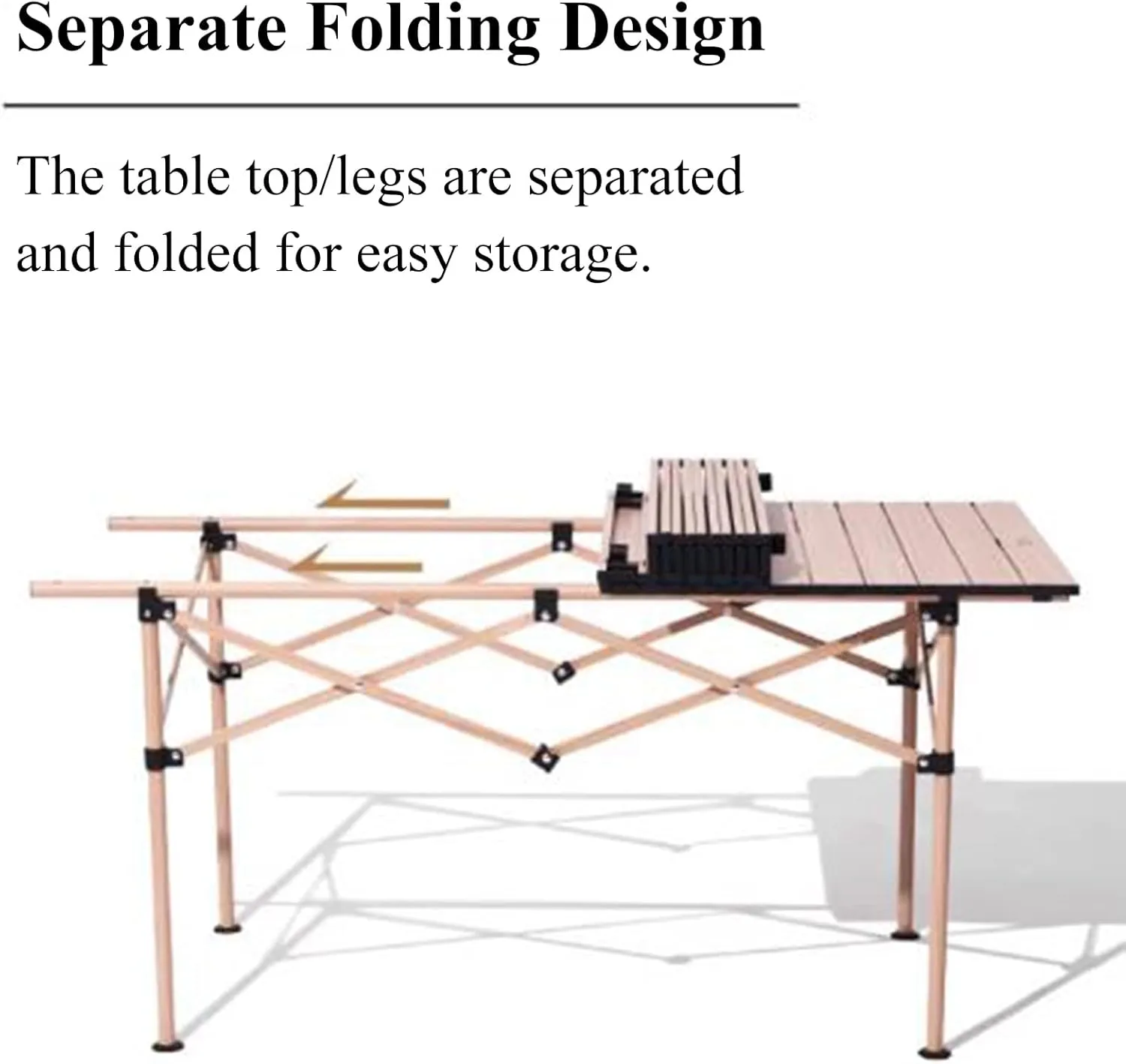 Ultra-Light Camping Table Compact Folding Picnic Table Aluminum Folding Camping Table Roll Up Table Top for Indoor & Outdoor
