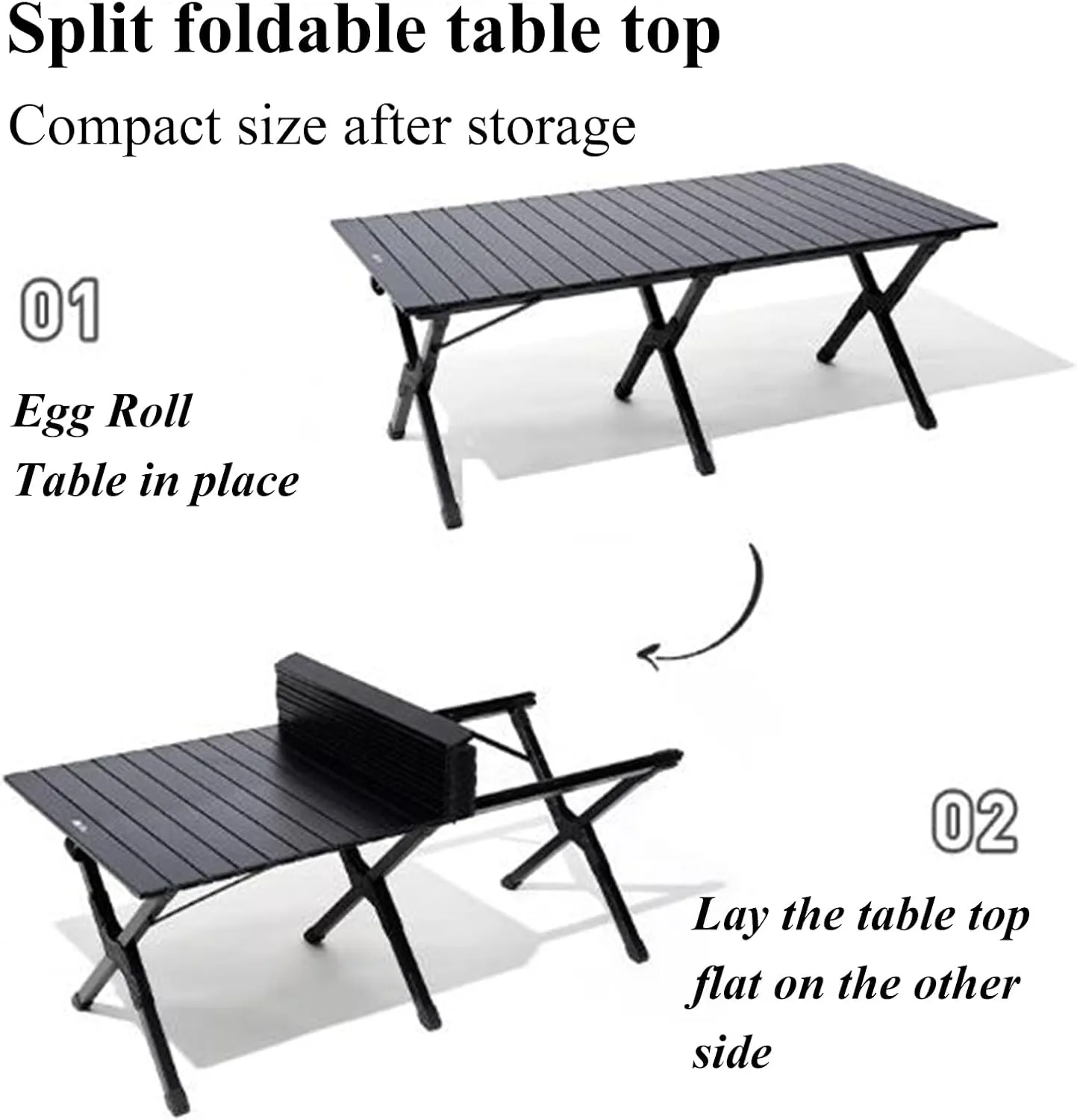 Ultra-Light Camping Table Folding Camping Picnic Table Compact Frame Camping Table Roll Up Table Top with Carry Bag for Camp