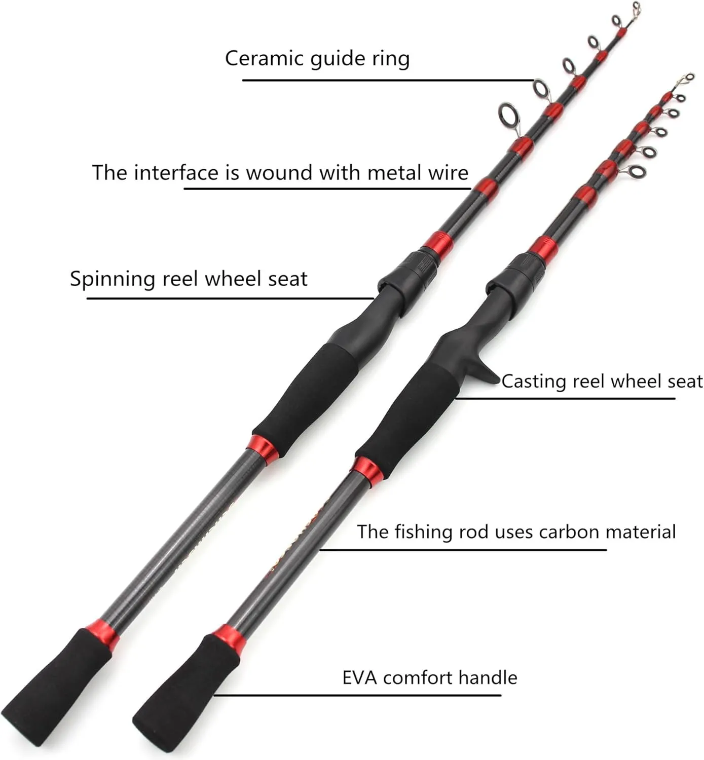 Ultra Light Short Carbon Fiber Telescopic Fishing Rod Sea Saltwater Portable Spinning Casting Pole