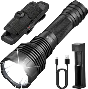 ULTRAFIRE C15 Rechargeable Tactical Flashlight 2000 High Lumens LED Flashlight with Holster,5 Modes,USB,Waterproof for Camping, Outdoor, Emergency Light