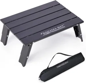 Ultralight Aluminum Mini Table, Foldable Small Beach Table with Retractable Legs, 66lbs/30kg Weight Capacity, Suitable for Picnic Camping Outdoor Hiking(Black)
