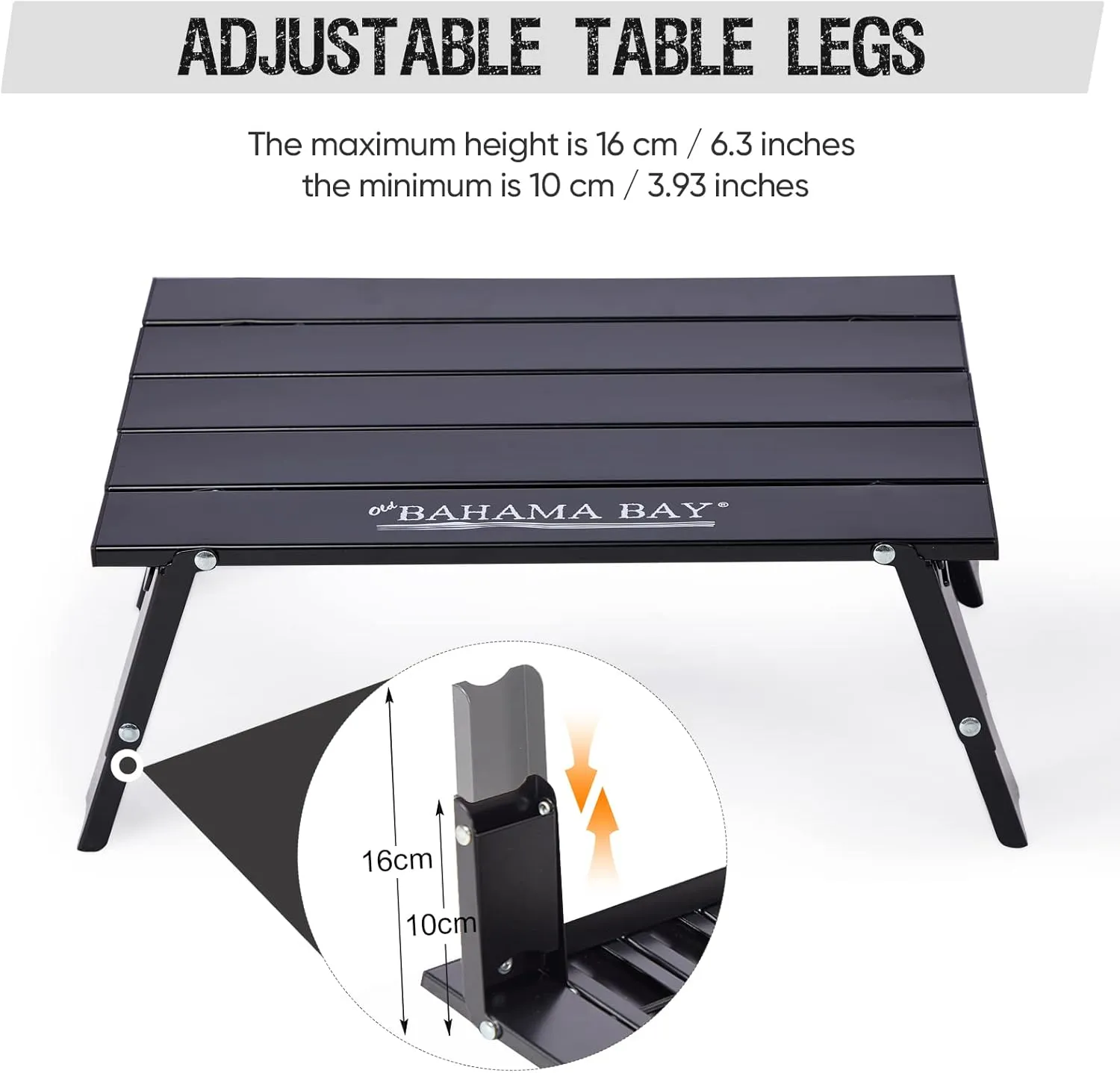 Ultralight Aluminum Mini Table, Foldable Small Beach Table with Retractable Legs, 66lbs/30kg Weight Capacity, Suitable for Picnic Camping Outdoor Hiking(Black)
