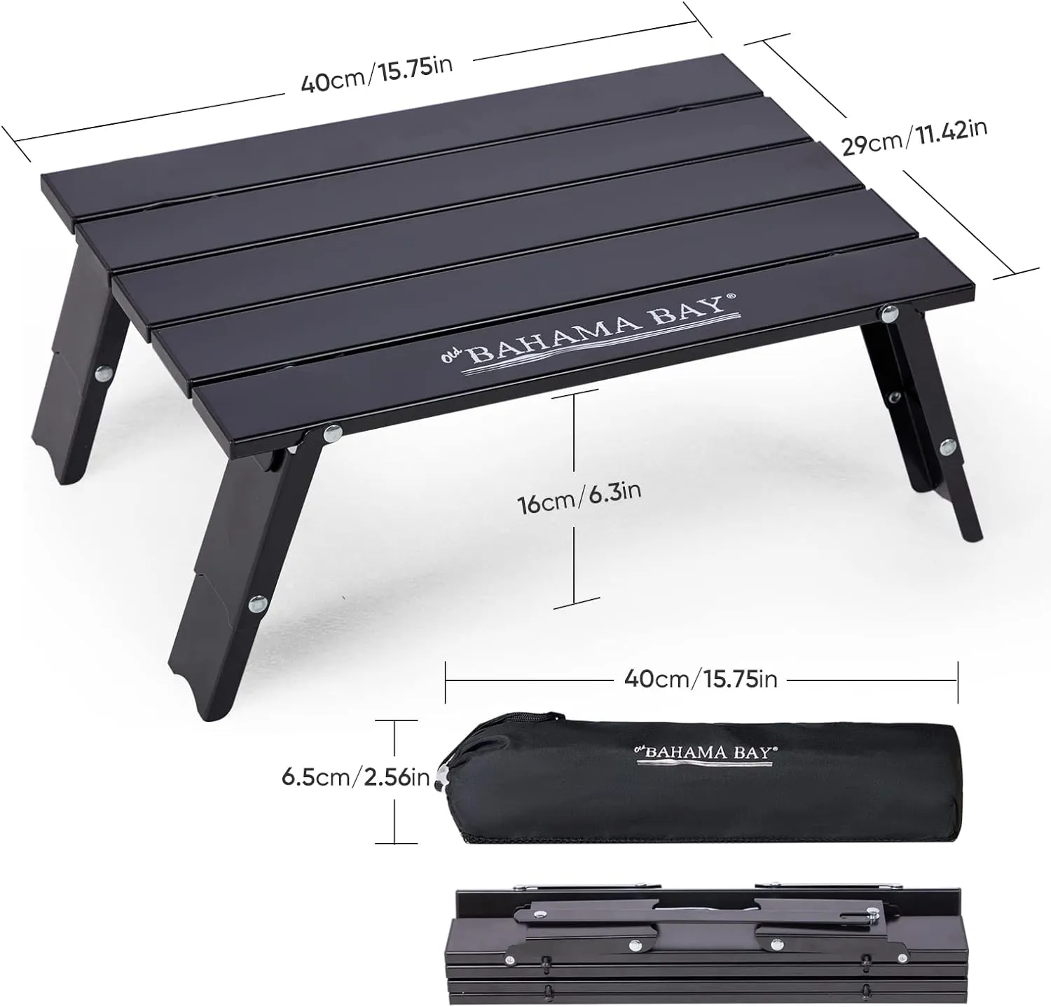 Ultralight Aluminum Mini Table, Foldable Small Beach Table with Retractable Legs, 66lbs/30kg Weight Capacity, Suitable for Picnic Camping Outdoor Hiking(Black)