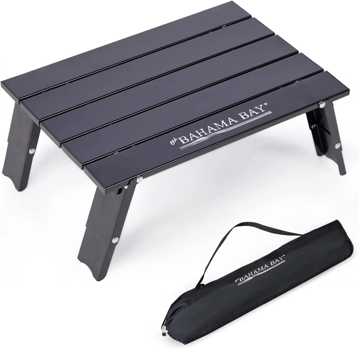 Ultralight Aluminum Mini Table, Foldable Small Beach Table with Retractable Legs, 66lbs/30kg Weight Capacity, Suitable for Picnic Camping Outdoor Hiking(Black)
