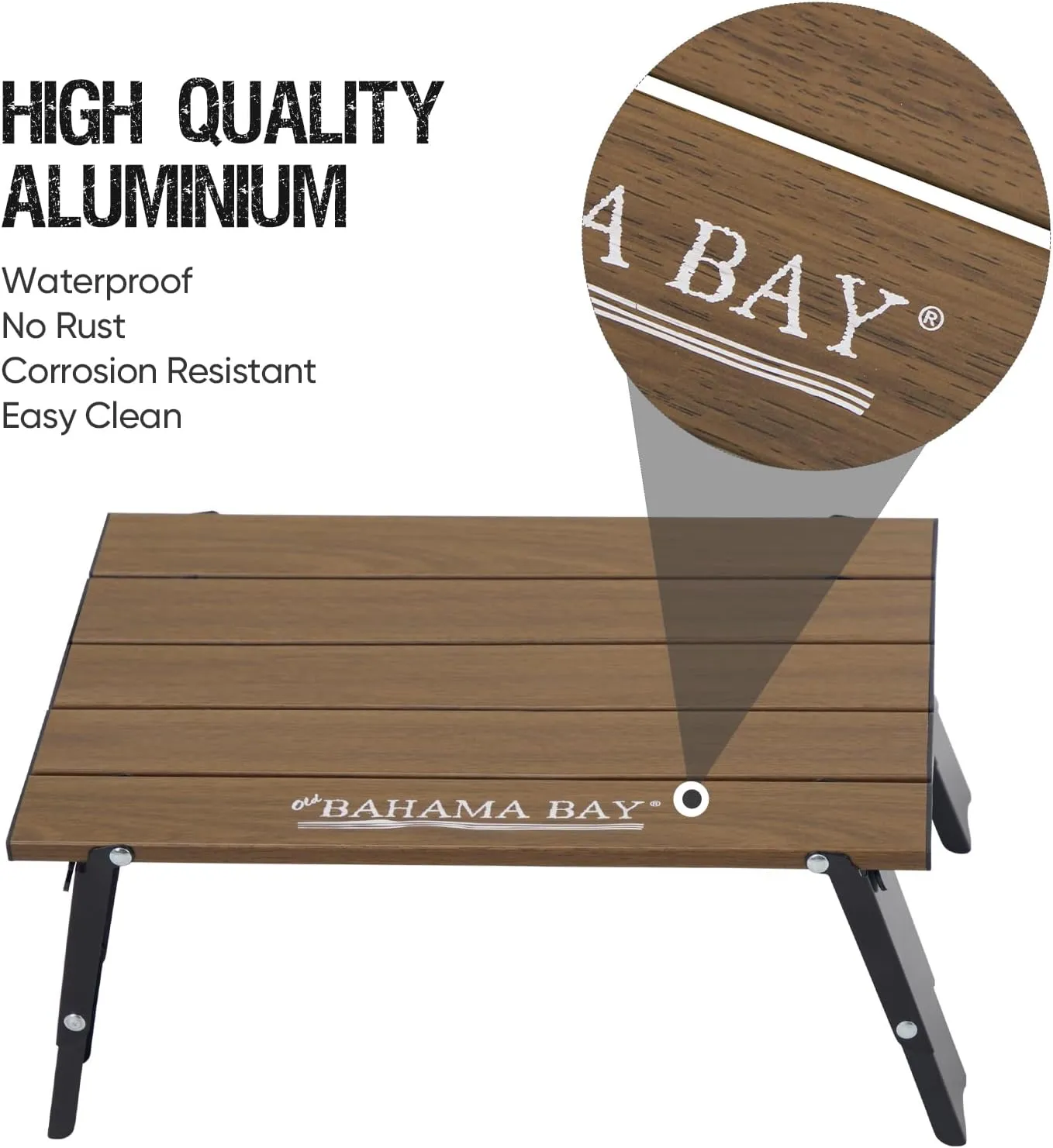 Ultralight Aluminum Mini Table, Foldable Small Beach Table with Retractable Legs, 66lbs/30kg Weight Capacity, Suitable for Picnic Camping Outdoor Hiking(Dark Woodgrain)