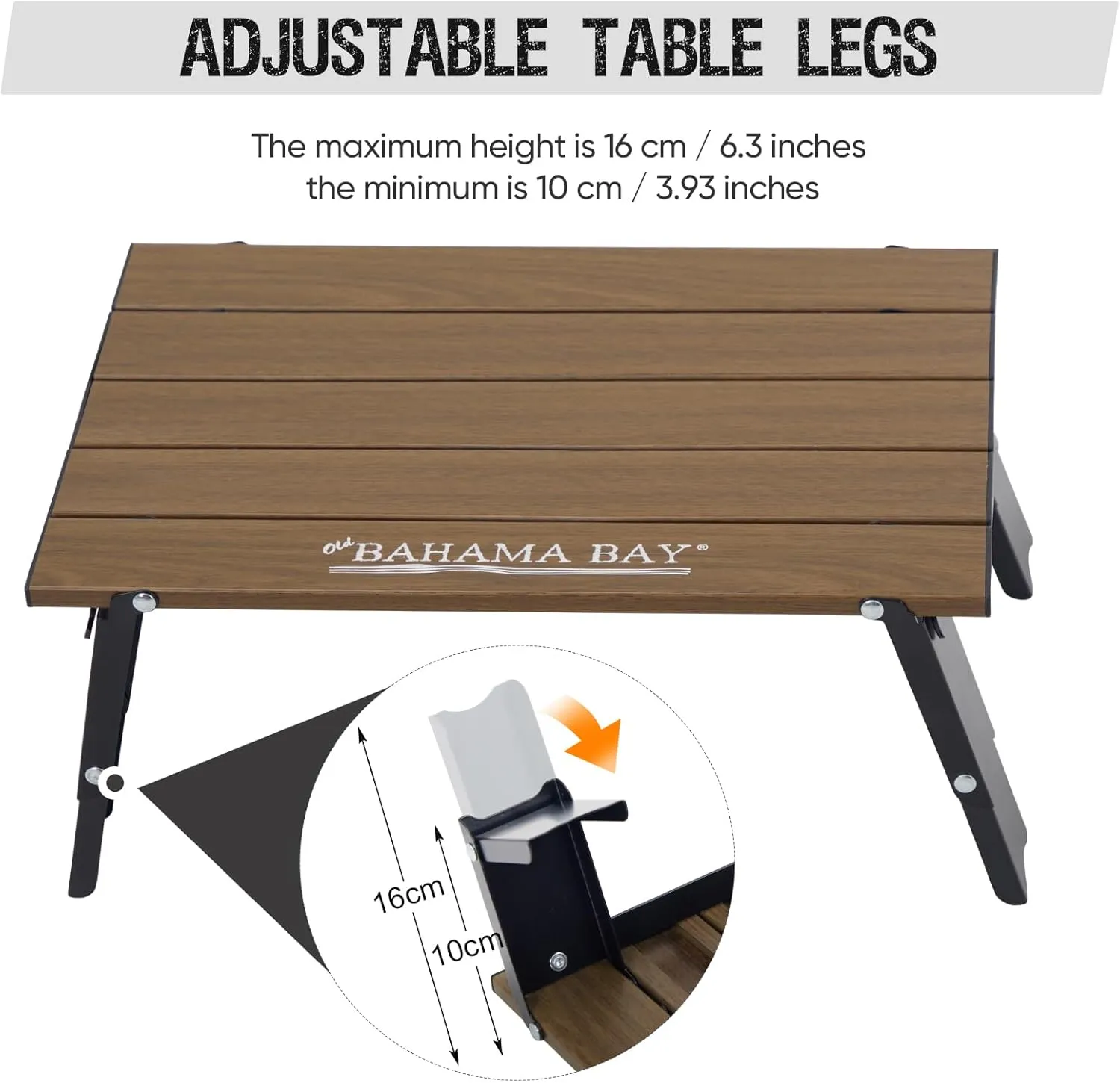 Ultralight Aluminum Mini Table, Foldable Small Beach Table with Retractable Legs, 66lbs/30kg Weight Capacity, Suitable for Picnic Camping Outdoor Hiking(Dark Woodgrain)
