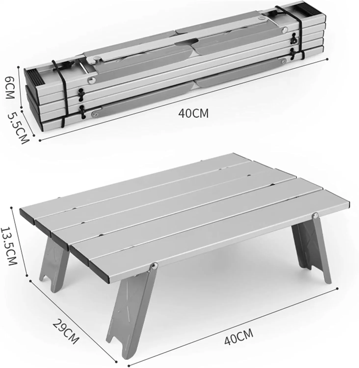 Ultralight Portable Folding Camping Table, Aluminum Outdoor Table for Picnic, Beach, Hiking, Travel, 40x29x13.5cm