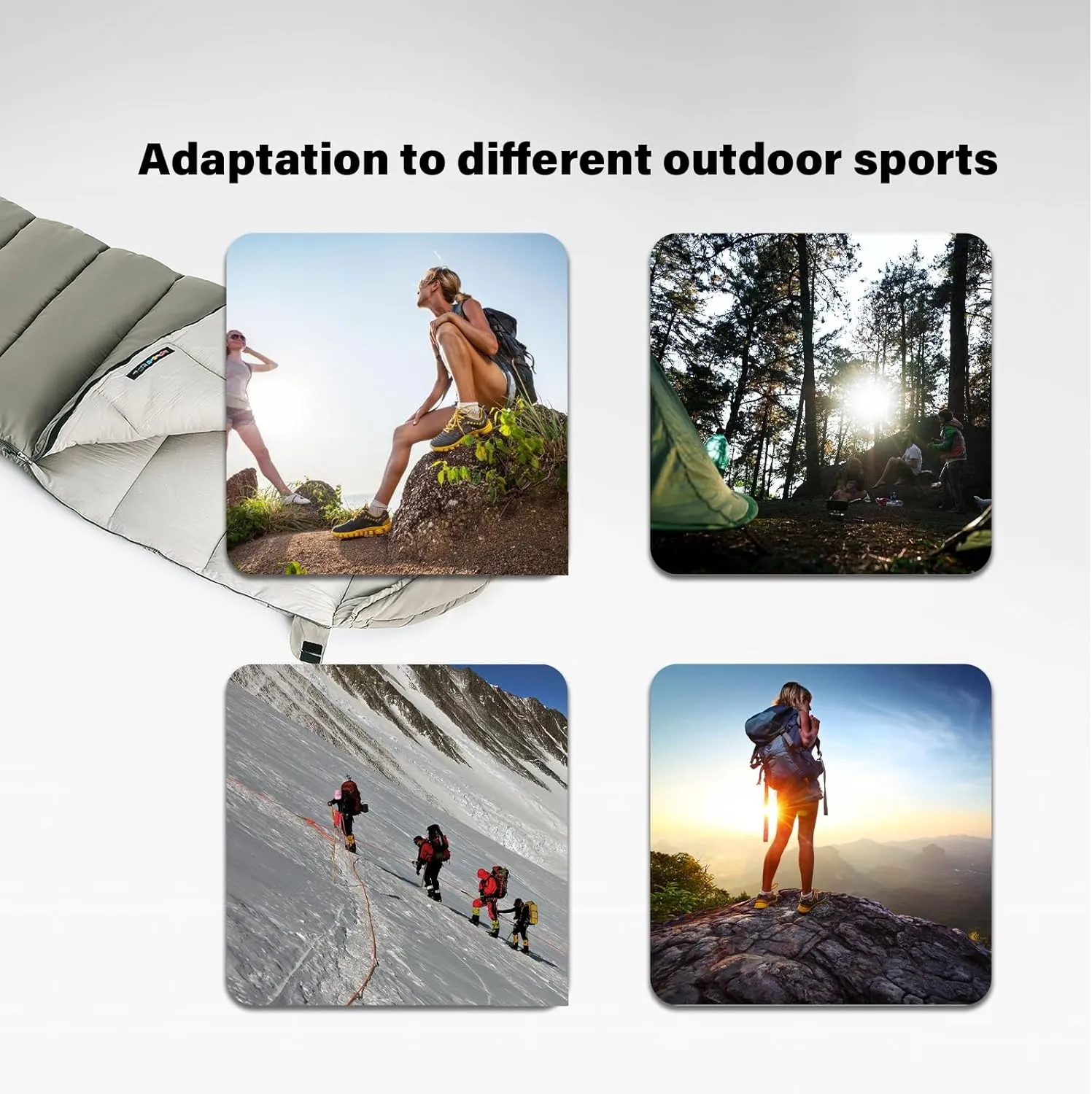 Ultralight Sleeping Bag 25°F-54°F with Hood Great for 3-4 Season Traveling Camping Outdoor Activities Family Camping Mountaineering car Camping,Machine Washable No-Snag Zipper