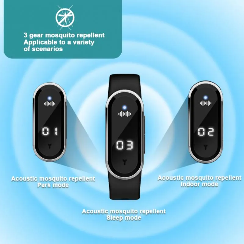 Ultrasonic Bracelet Protect Kid Mosquito Repellent Kill Pest Insect Bug Repellent Wrist Watch
