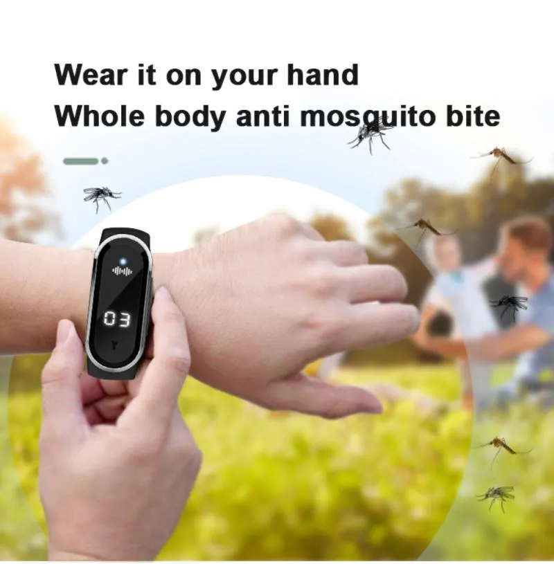 Ultrasonic Bracelet Protect Kid Mosquito Repellent Kill Pest Insect Bug Repellent Wrist Watch