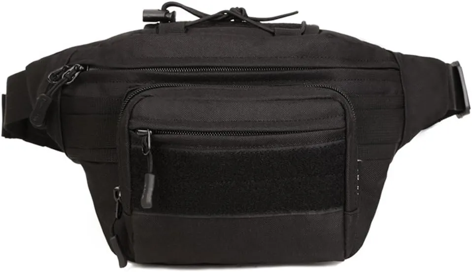 UNISTRENGH Military Fanny Pack Tactical Waist Bag Pack Water-resistant Hip Belt Bag Pouch for Outdoor Bumbag (Black)