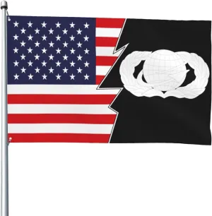 United States Air Force Manpower & Personnel Badge And America Flag 4x6 Ft Heavy Duty Banner Durable Yard Outdoor Flags Decoration For All Seasons