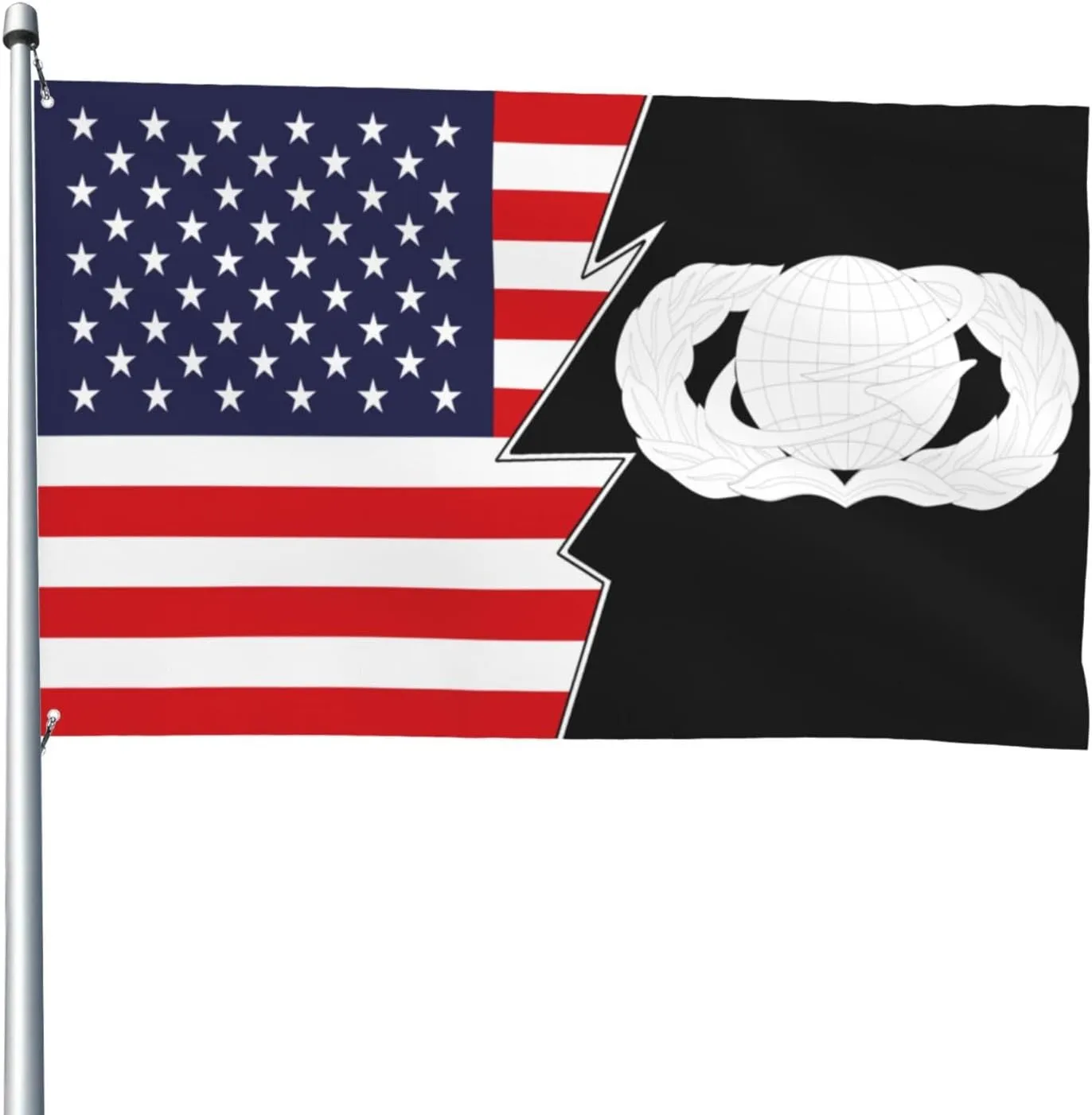 United States Air Force Manpower & Personnel Badge And America Flag 4x6 Ft Heavy Duty Banner Durable Yard Outdoor Flags Decoration For All Seasons
