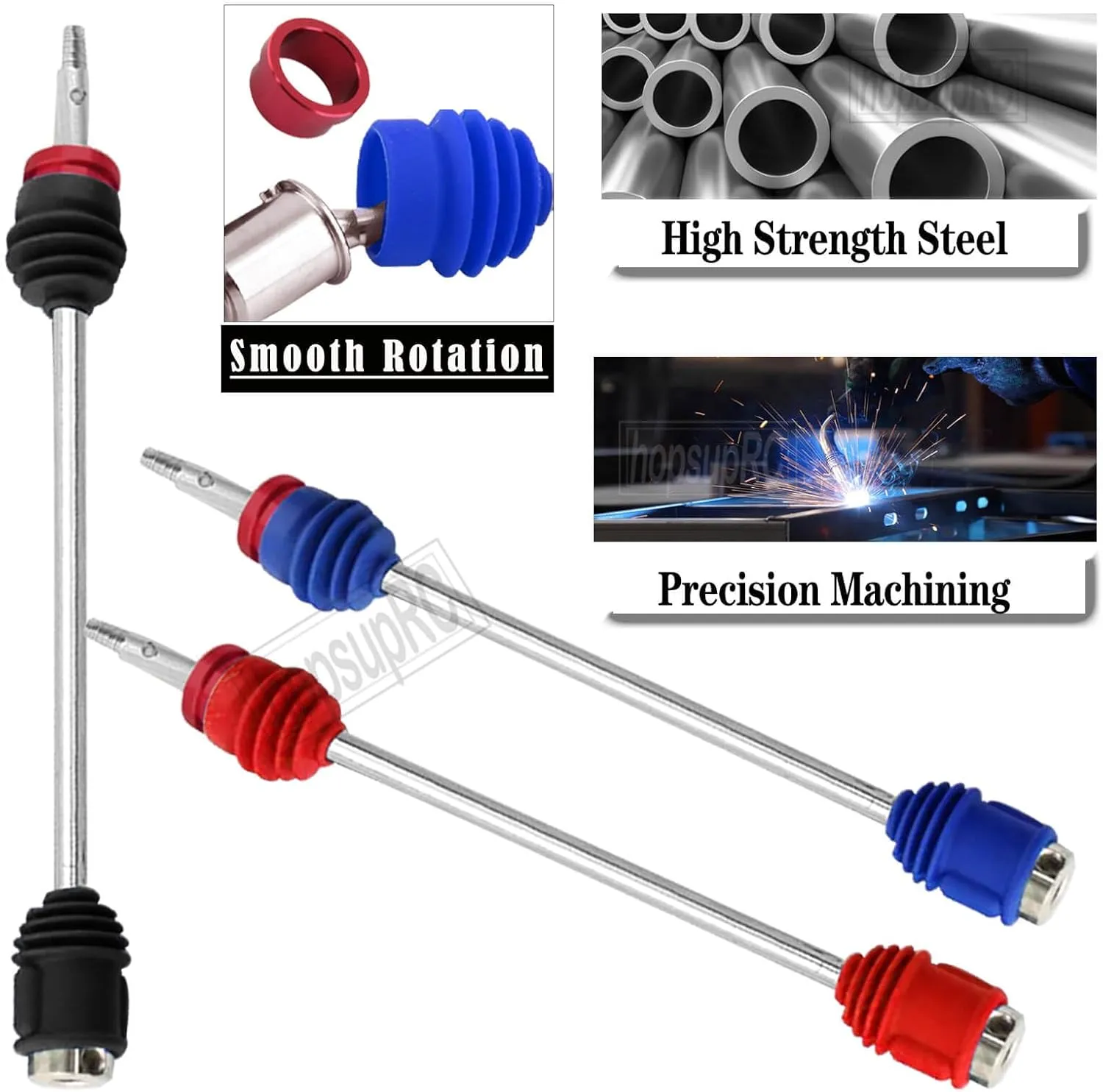 Upgrades Part for 1/10 E-Revo/E-Maxx/T-Maxx/Revo,45# Steel Drive Shaft CVD Front Rear Axles & Aluminum 17mm Wheel Nut & Wheel Hex Hops Up,Navy Blue