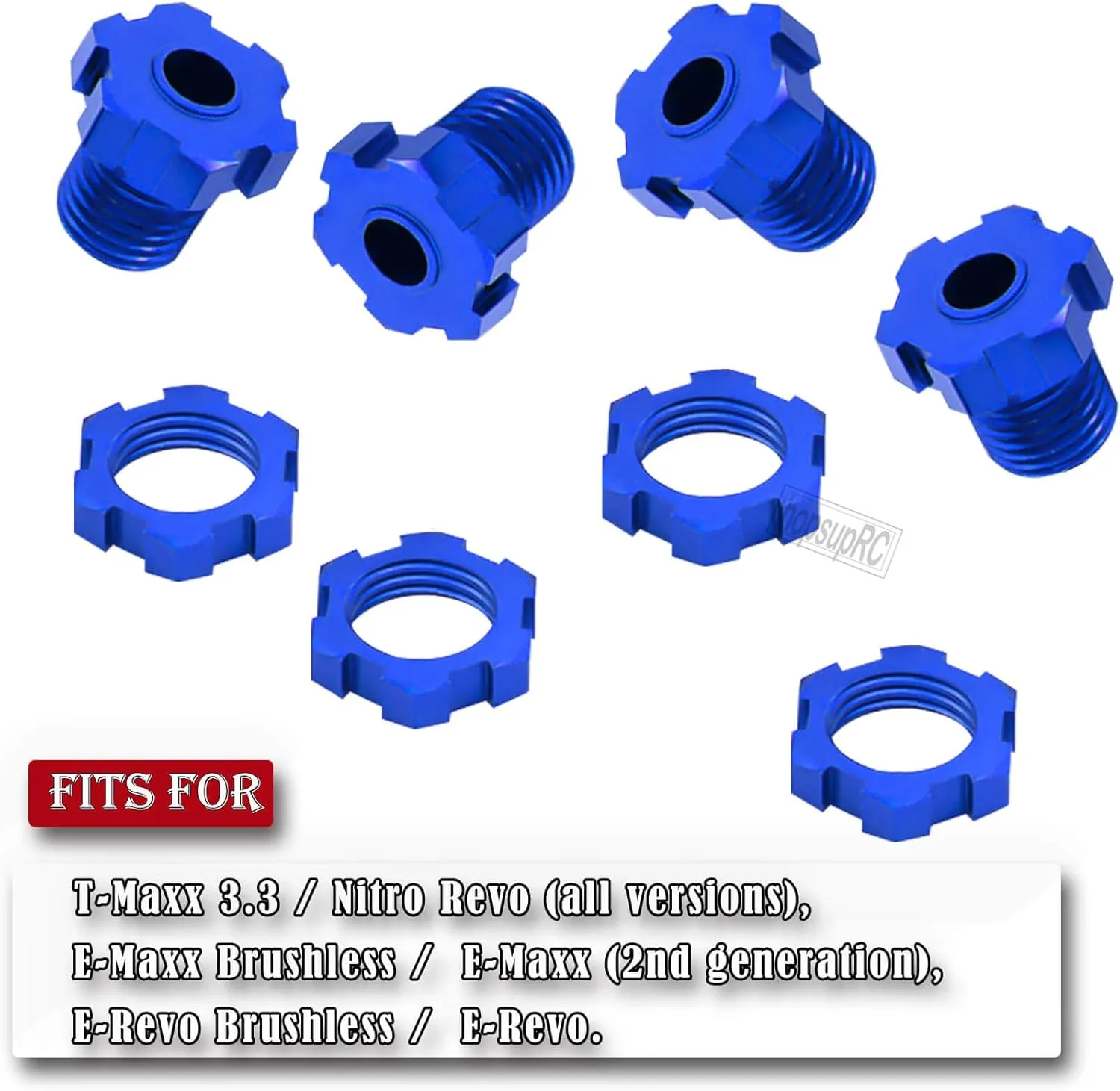 Upgrades Part for 1/10 E-Revo/E-Maxx/T-Maxx/Revo,45# Steel Drive Shaft CVD Front Rear Axles & Aluminum 17mm Wheel Nut & Wheel Hex Hops Up,Navy Blue