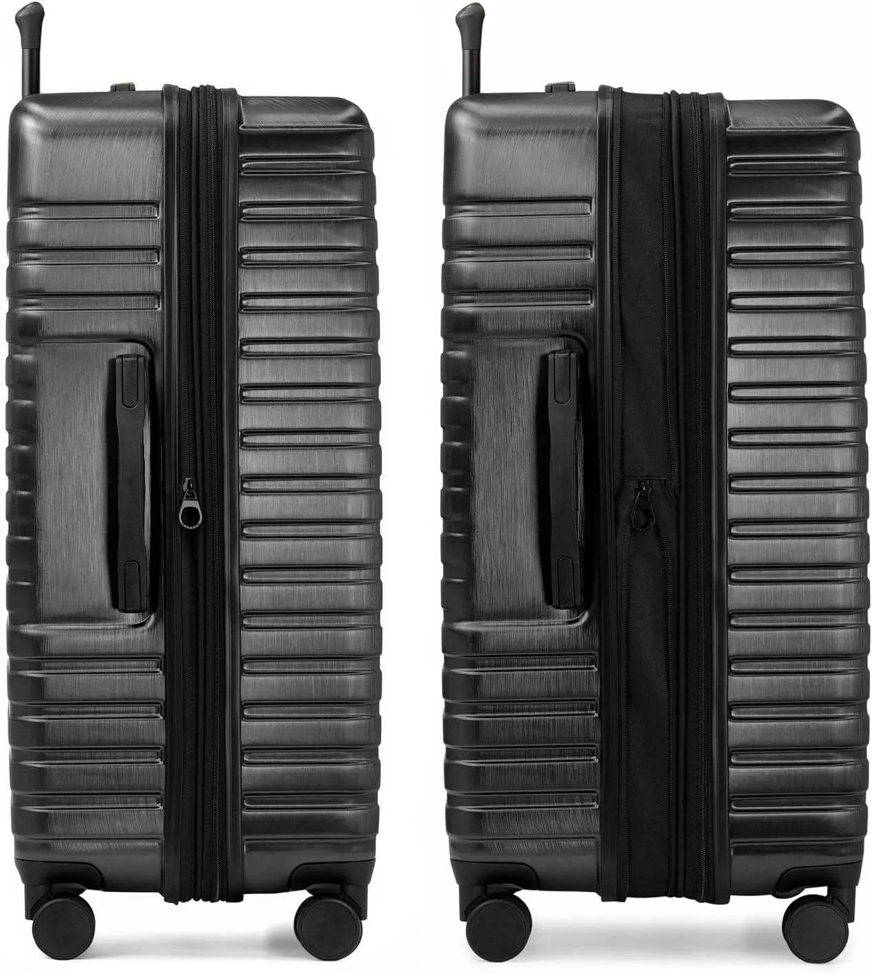 U.S. Traveler Boren Polycarbonate Hardside Rugged Travel Suitcase Luggage with 8 Spinner Wheels, Aluminum Handle, Black, 2-Piece Set, USB Port in Carry-On