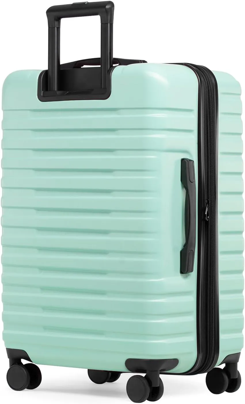 U.S. Traveler Boren Polycarbonate Hardside Rugged Travel Suitcase Luggage with 8 Spinner Wheels, Aluminum Handle, Mint, 3-Piece Set, USB Port in Carry-On