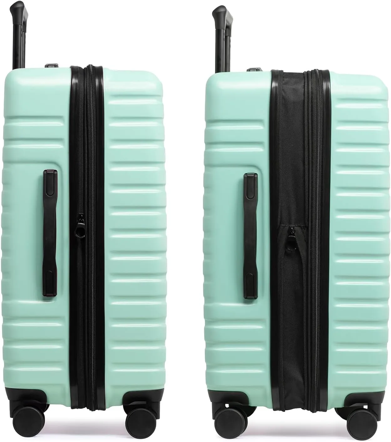 U.S. Traveler Boren Polycarbonate Hardside Rugged Travel Suitcase Luggage with 8 Spinner Wheels, Aluminum Handle, Mint, 3-Piece Set, USB Port in Carry-On