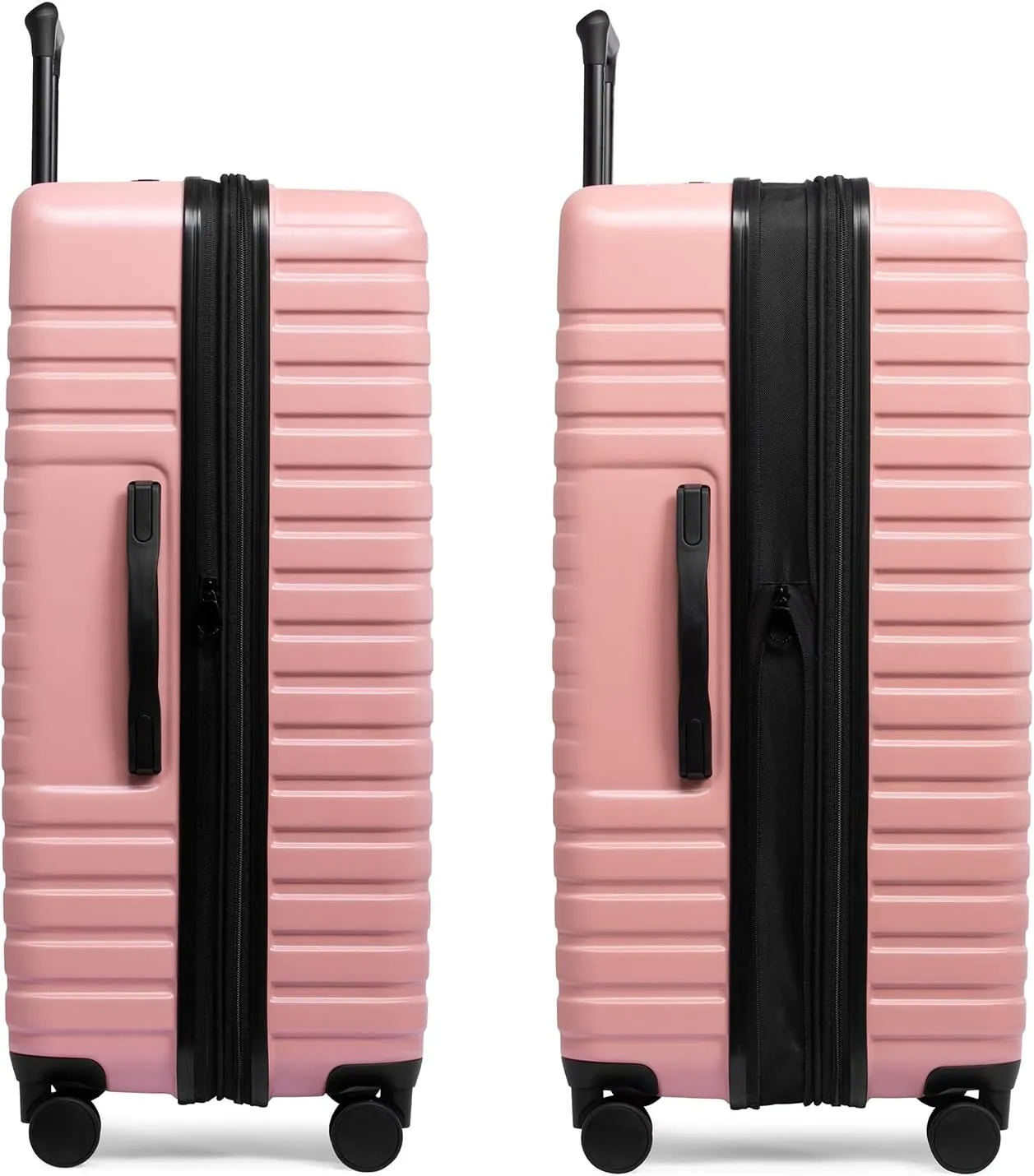 U.S. Traveler Boren Polycarbonate Hardside Rugged Travel Suitcase Luggage with 8 Spinner Wheels, Aluminum Handle, Pink, 2-Piece Set, USB Port in Carry-On