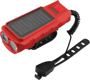 USB Rechargeable Solar Headlight with Alarm Horn, 200 M Range, 120 Db Sound, Abs Design, Multi-Mode Led Lighting
