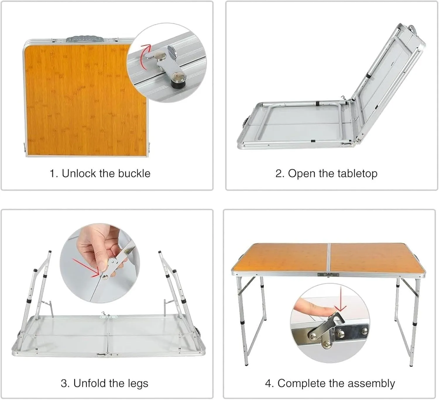 Usoway Portable Beach Table Folding Camping Table Aluminum Ultralight Height Adjustable Camp Table 3 Heights Folding Camping Table (C : Blue), 665599