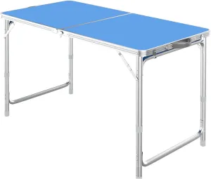Usoway Portable Beach Table Folding Camping Table Aluminum Ultralight Height Adjustable Camp Table 3 Heights Folding Camping Table (C : Blue), 665599