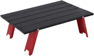 Usoway Portable Beach Table Ultralight Compact Folding Beach Table Aluminum Portable Camping Table Folding Camping Table (C : Black Plus red), 665599