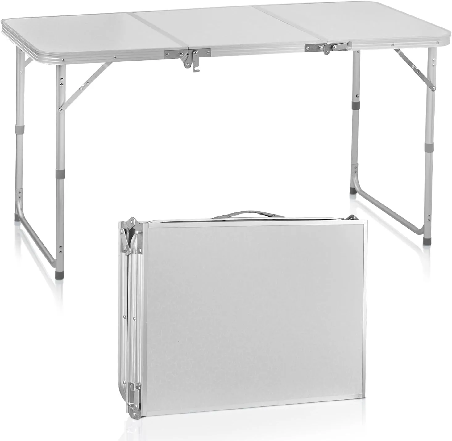 Vasitelan Camping Folding Table, Outdoor Camping Table Aluminum Folding Table with Adjustable Height,Portable Picnic Table Foldable Table for Outdoor Backyard BBQ (4 FT)