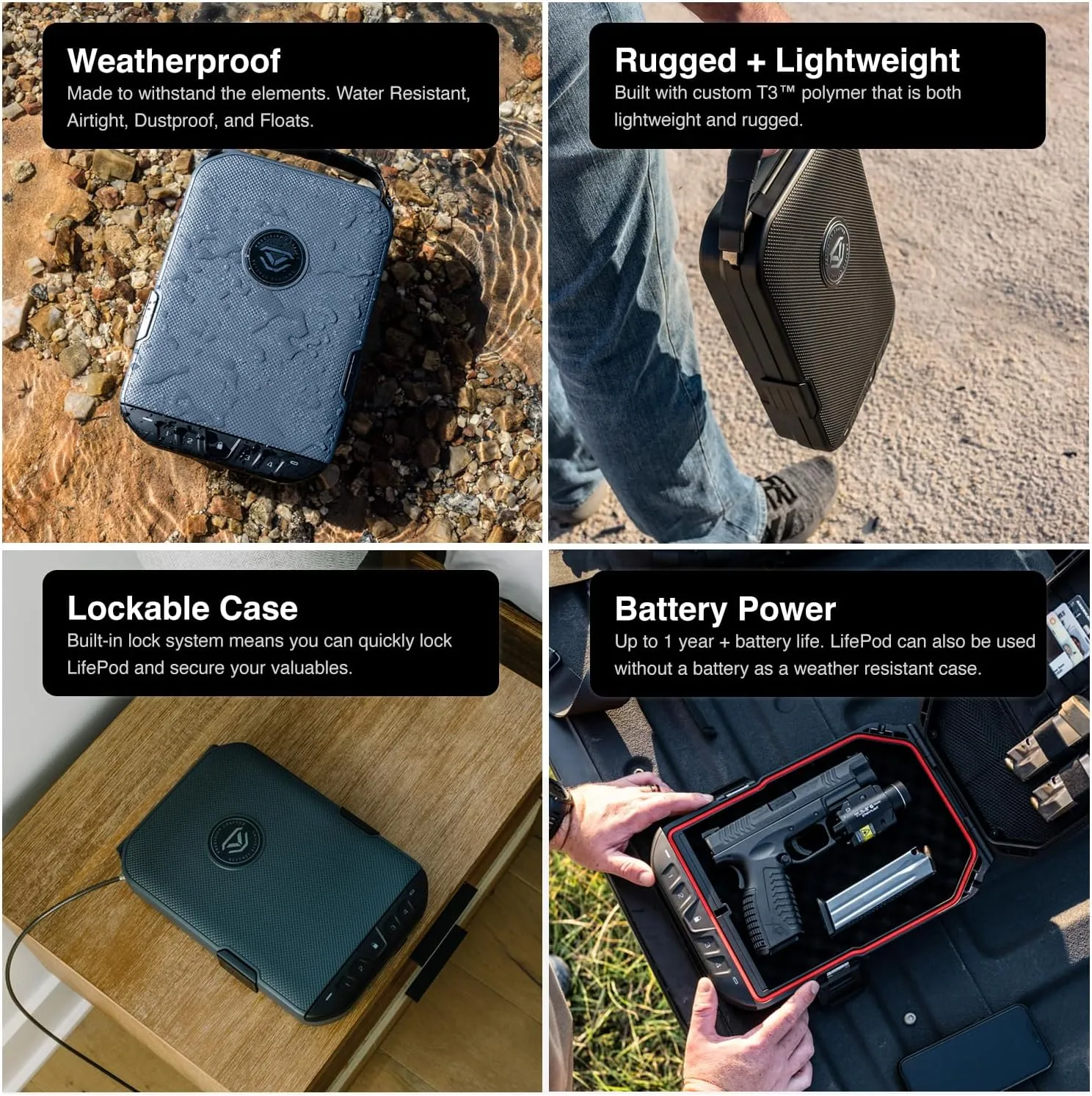 Vaultek LifePod 2.0 Biometric | Secure Waterproof Travel Case & Rugged Biometric Lock Box | Fingerprint Scanner, App Control, Backlit Keypad, Anti‑Impact Latch | Signature Series Kit