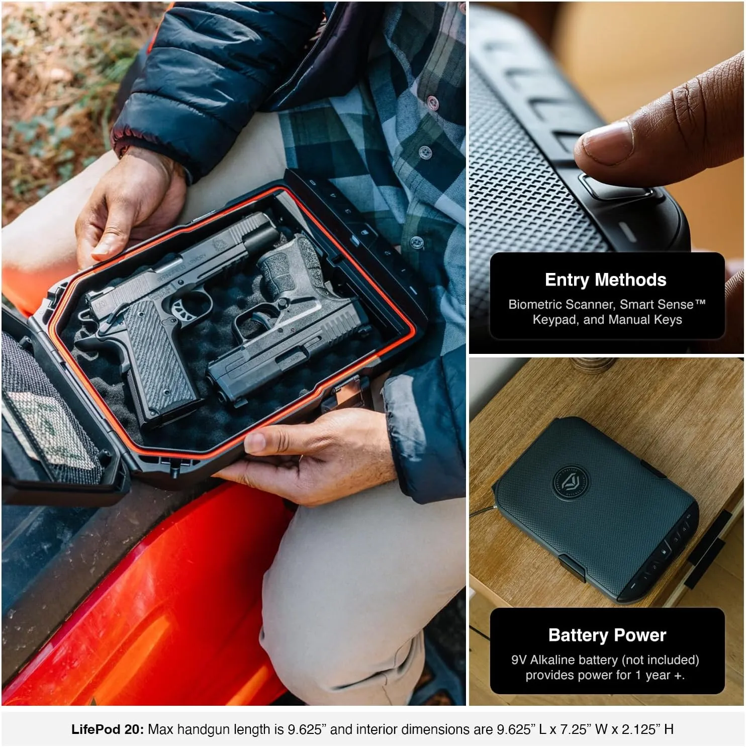 Vaultek LifePod 2.0 Biometric | Secure Waterproof Travel Case & Rugged Biometric Lock Box | Fingerprint Scanner, App Control, Backlit Keypad, Anti‑Impact Latch | Signature Series Kit
