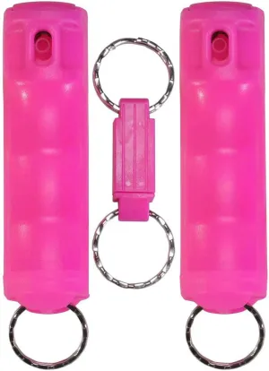 VEXOR Police Strength Pepper Spray, Flip-Top Finger Grip, 20  Shots, 10-12 Ft. Range w/Key Release 2 Pack