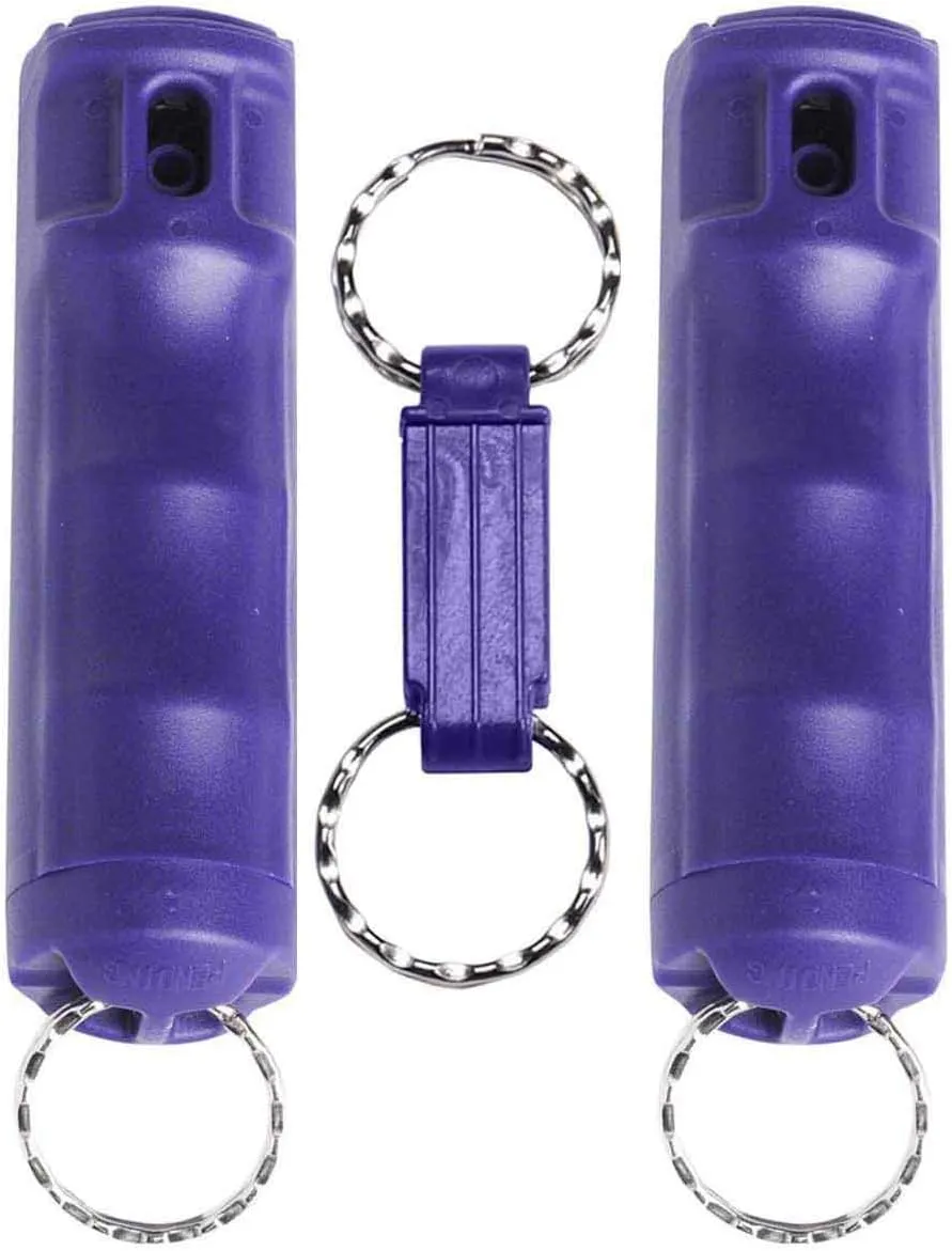 VEXOR Police Strength Pepper Spray, Flip-Top Finger Grip, 20  Shots, 10-12 Ft. Range w/Key Release 2 Pack