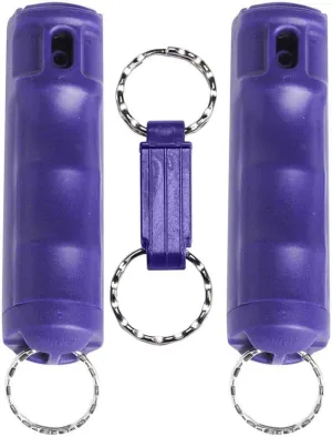 VEXOR Police Strength Pepper Spray, Flip-Top Finger Grip, 20  Shots, 10-12 Ft. Range w/Key Release 2 Pack