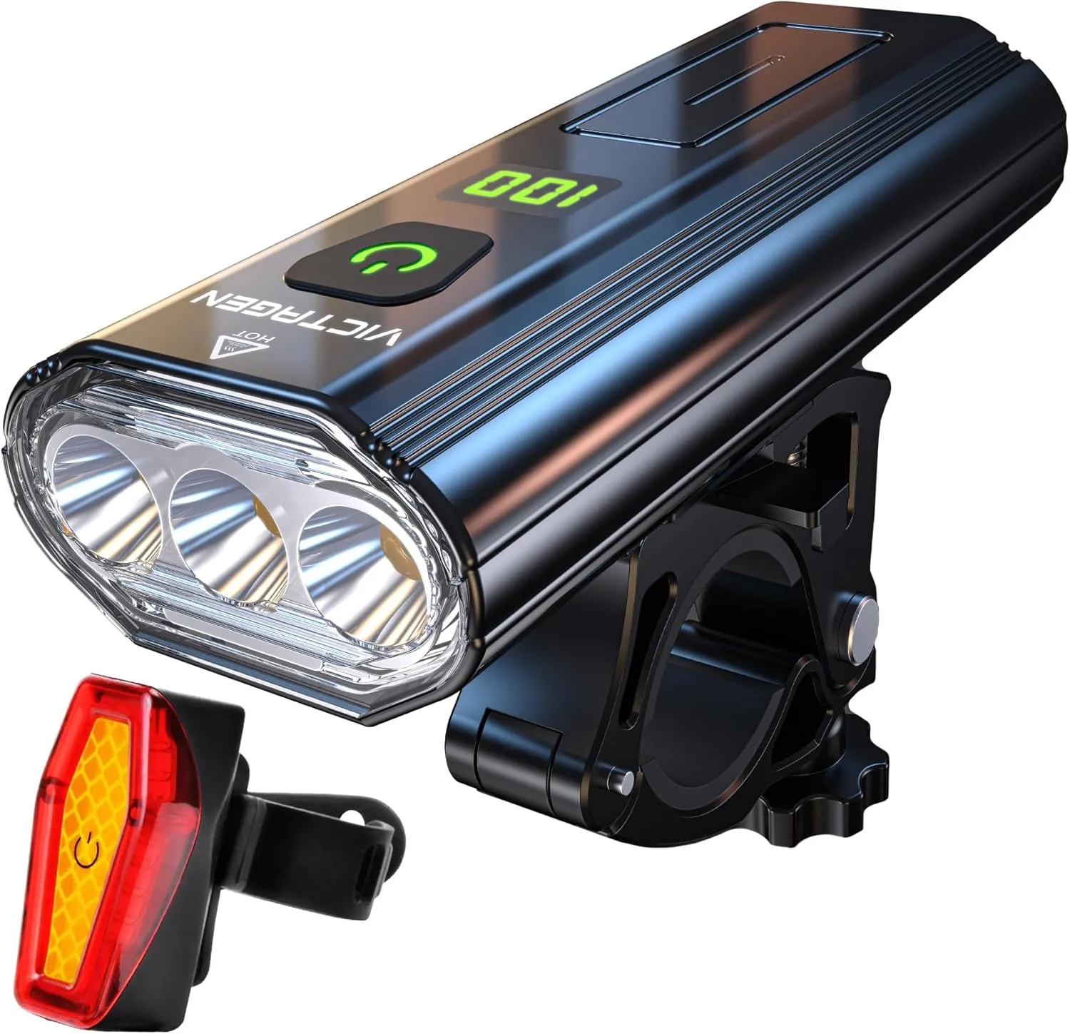 VICTAGEN Bike Lights Front and Rear - High Brightness 8500lm Rechargeable Bicycle Lights Set for Night Riding - Long Runtime Safety Lights for Cycling on Roads and Mountains