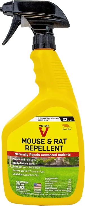 Victor M809 Mouse and Rat Repellent Natural Peppermint Non-Toxic Spray for Indoor and Outdoor Use Ready to Use – 32 fl oz