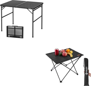 VILLEY Grill Table, 3ft Folding Camping Table & Folding Camping Table with Carry Bag
