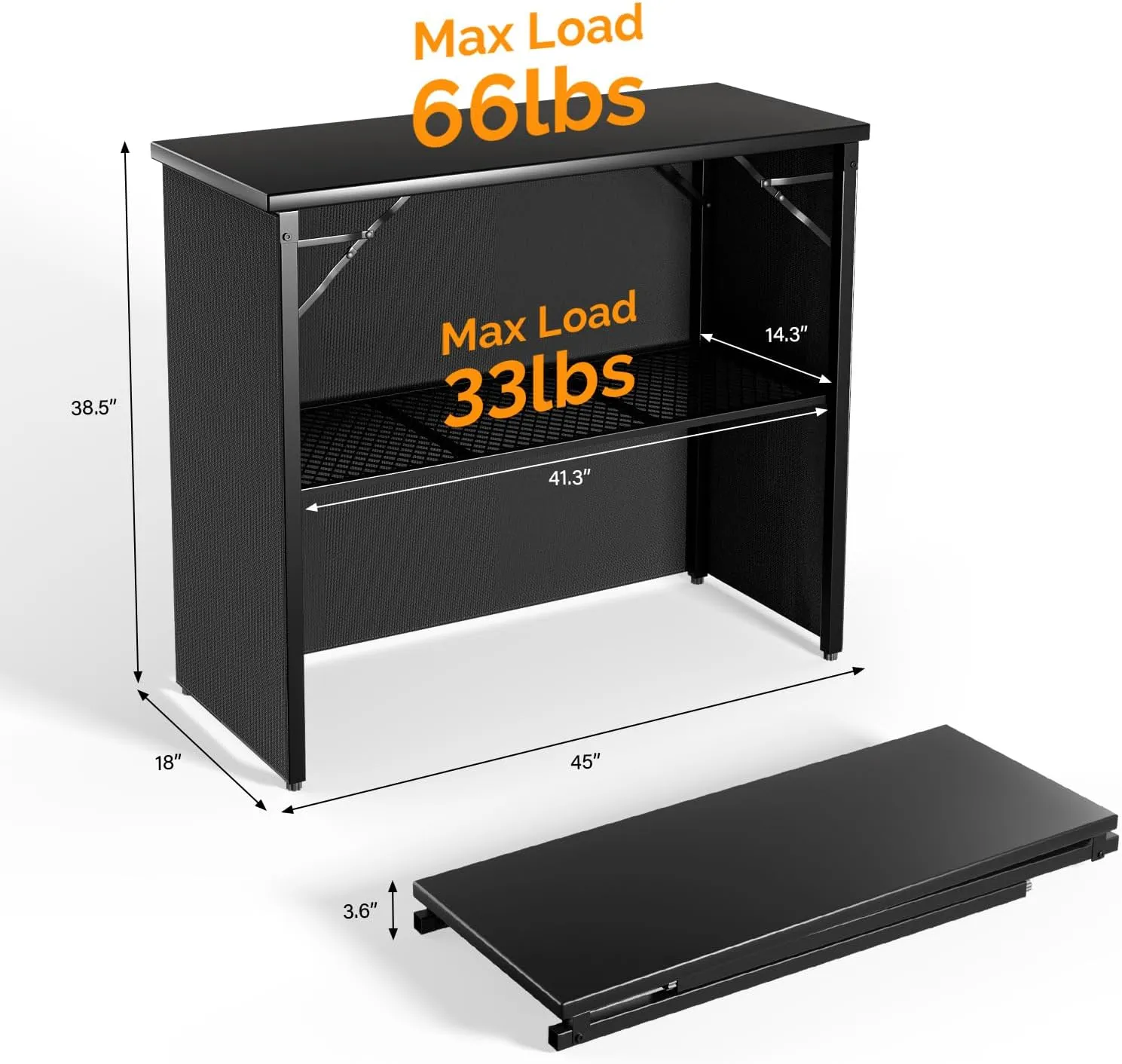 VINGLI 45" Commercial Portable Bar Table for Events, Mobile Bar, Moblie Bartending Station, Outdoor Bar Indoor Pop Up Bar Table with Skirt (1, Standard)