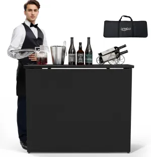VINGLI 45" Commercial Portable Bar Table for Events, Mobile Bar, Moblie Bartending Station, Outdoor Bar Indoor Pop Up Bar Table with Skirt (1, Standard)