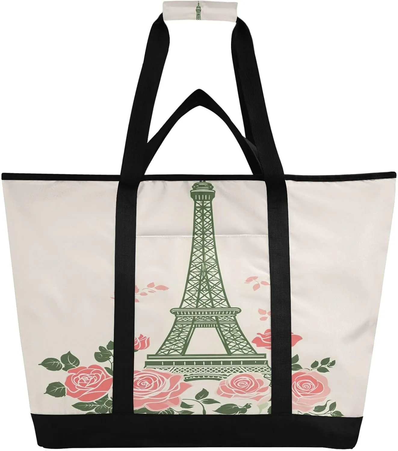 Vintage Eiffel Tower in Paris Reusable Insulated Lunchbox Cooler Bag, Leakproof Kitchen Grocery Bag Collapsible Portable Cooler Tote Bag for Picnic, Camping, Office, Travel
