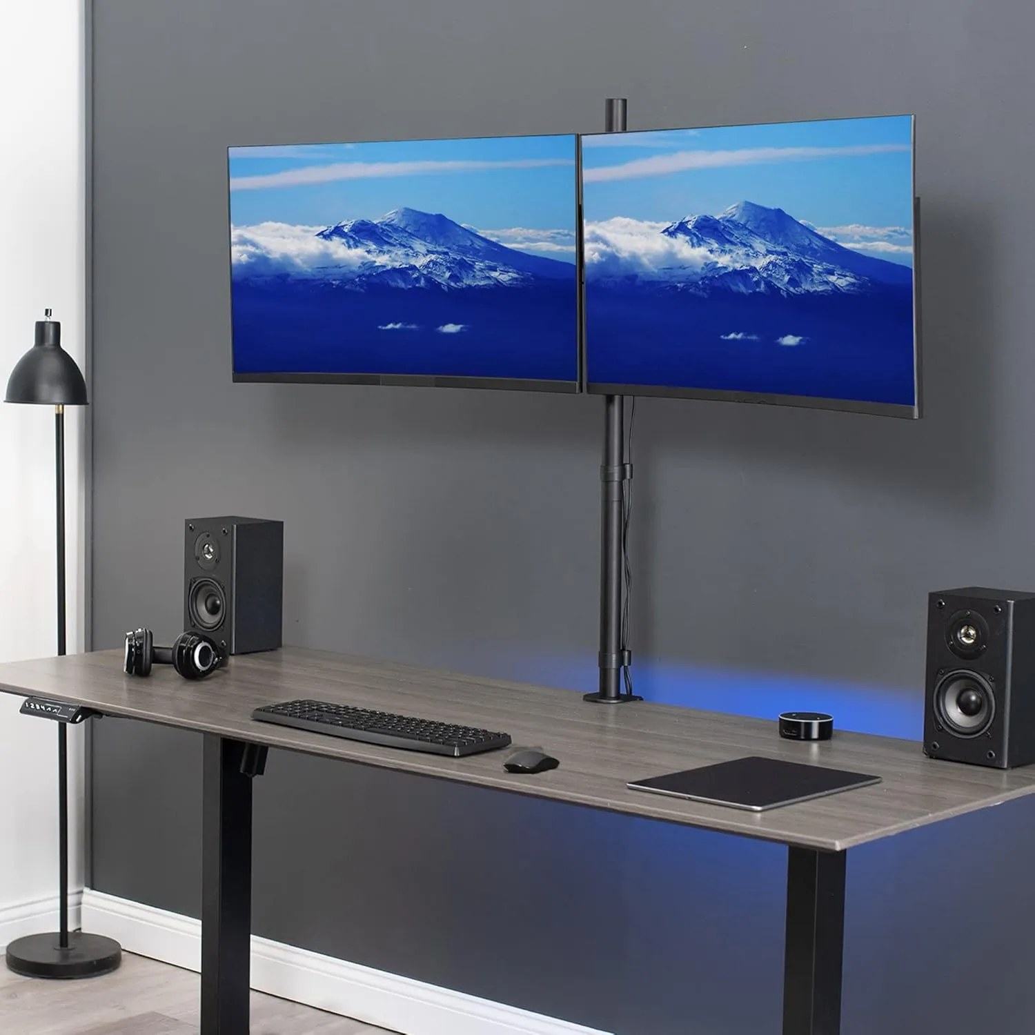 VIVO Dual Monitor Stand Up Desk Mount Extra Tall 39 inch Pole, Fully Adjustable Stand for up to 32 inch Screens, Black, STAND-V032T