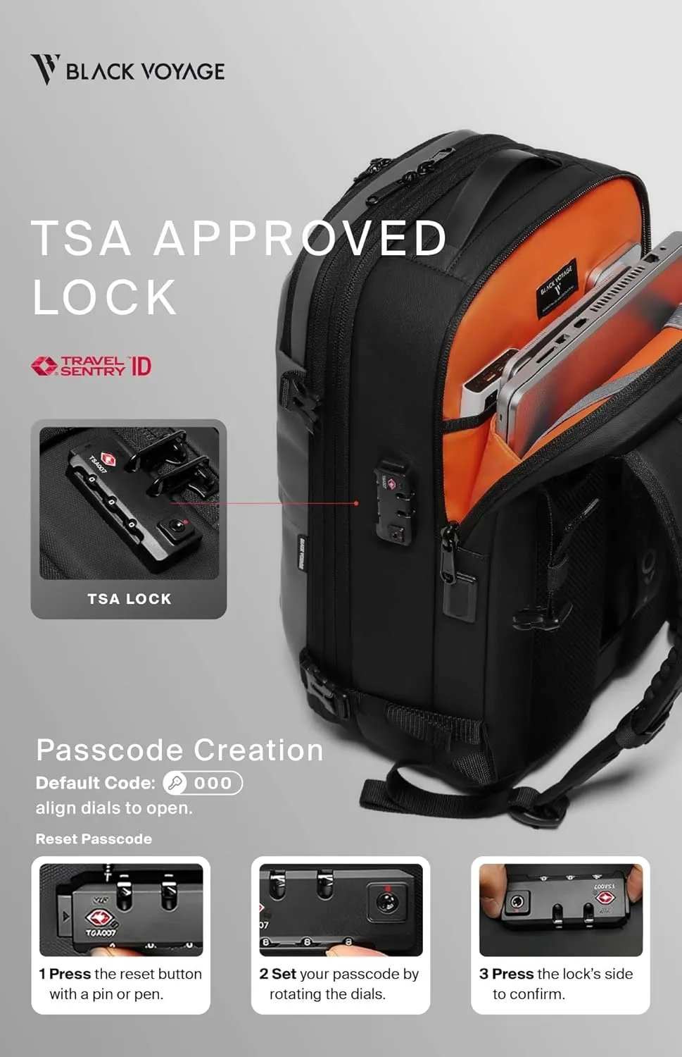 Vortex Vacuum Seal Travel Backpack 60L Exapandable Air Compression System Water Resistant TSA Lock Carry-On Suitcase Luggage Black AERO-No Vacuum Pump