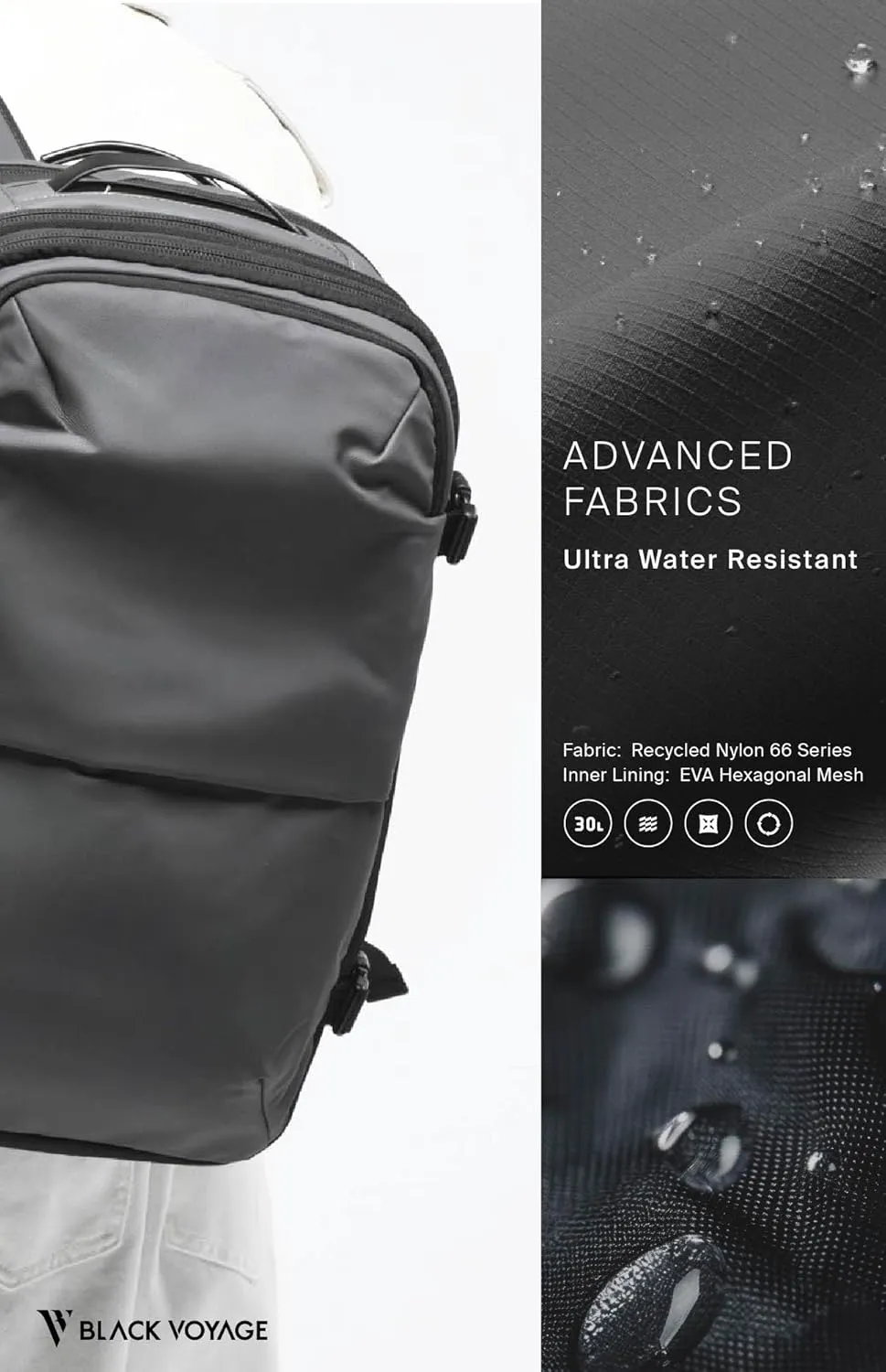 Vortex Vacuum Seal Travel Backpack 60L Exapandable Air Compression System Water Resistant TSA Lock Carry-On Suitcase Luggage Black AERO-No Vacuum Pump