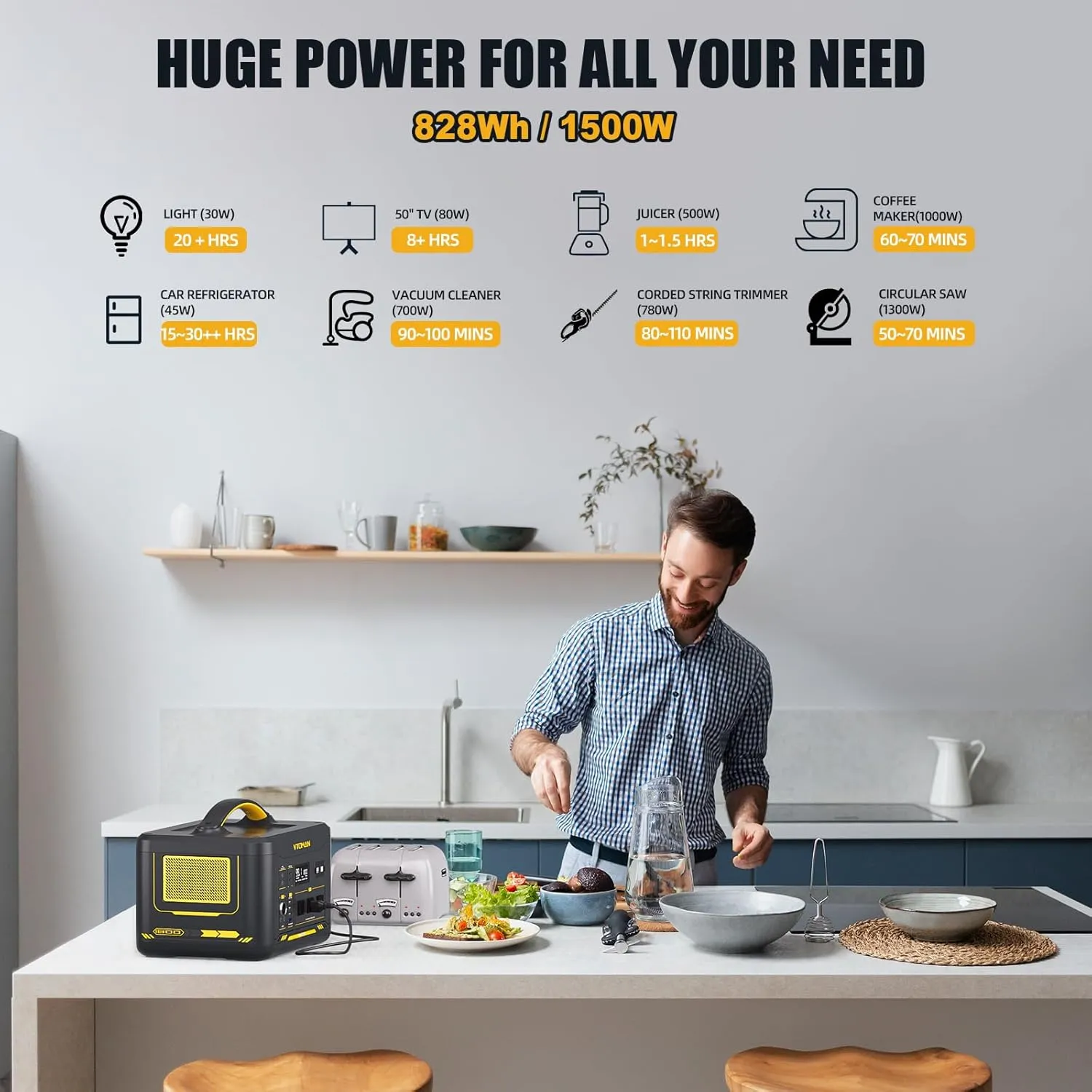 Vtoman 2376Wh Portable Power Station Bundle with Extra Battery & 110W Solar Panel Included, Up to 3000W Solar Generator for Home Backup, Off-grid, Road Trip, RV, Camping, Emergencies