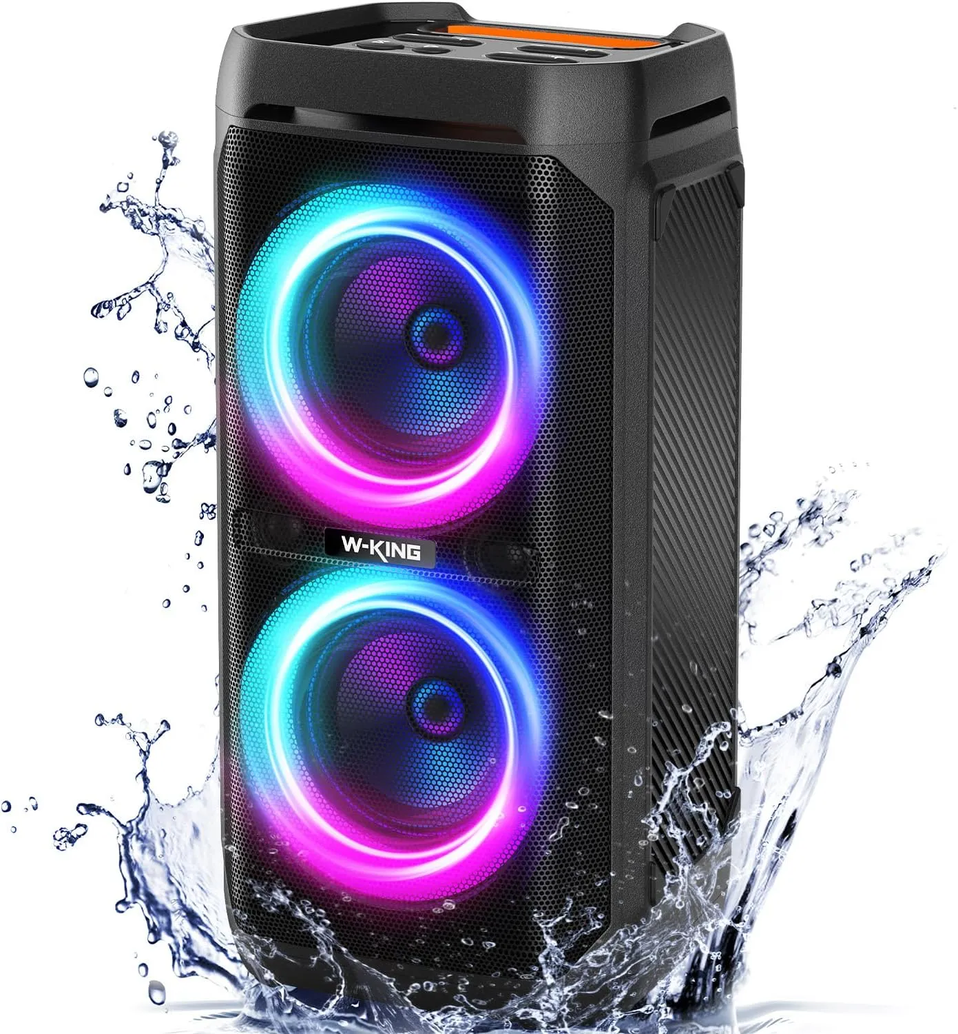 W-KING 220W Peak Party Bluetooth Speaker Large, Deep Bass 115 dB Loud Speaker Wireless Boombox, IPX6 Waterproof Portable Speaker Outdoor Big Subwoofer/24H/V5.3/MIC-GTR in/RGB Lights/Echo/EQ/TF/USB/AUX