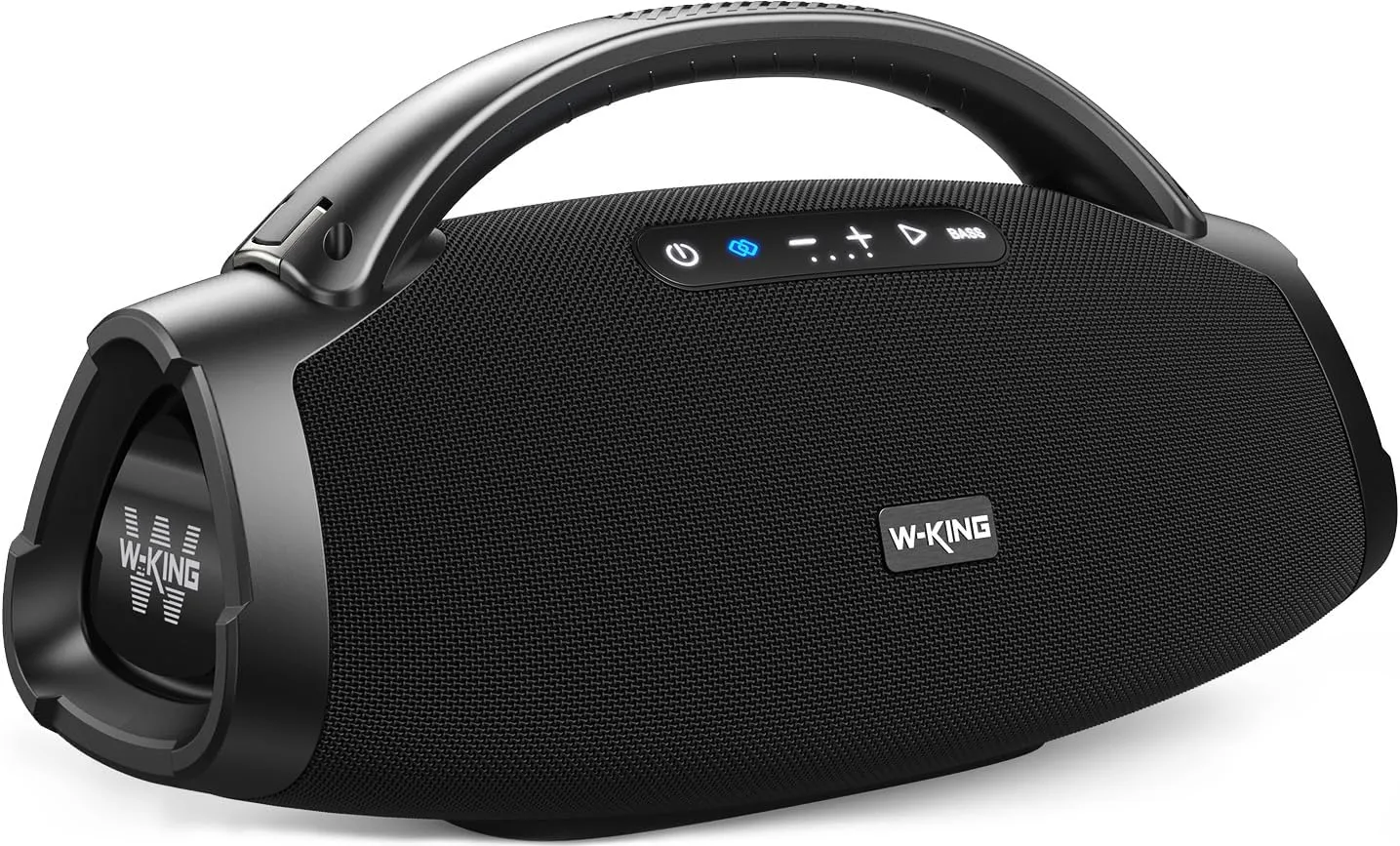 W-KING 300W Max Loudest Bluetooth Speaker, Massive Bass, IPX7 Waterproof Party Large Speaker w/Subwoofer 7.5“/Sound APP/EQ/Fast Charging/Stereo Pair/OTG/TF/USB/AUX, Portable Wireless Outdoor Boombox