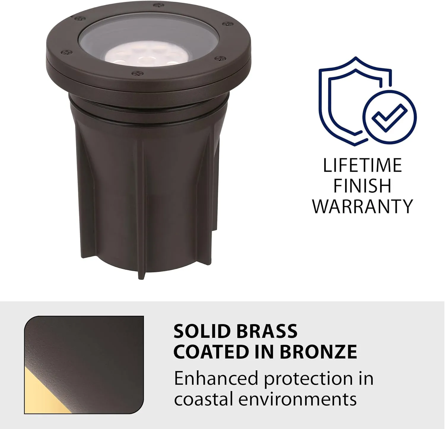 WAC Lighting LED Colorscaping Smart App Controllable with RGBWW Color Changing and Tunable White 3in Inground 23W Light with Adjustable Beam Angle and Tilt in Solid Brass Coated in Bronze